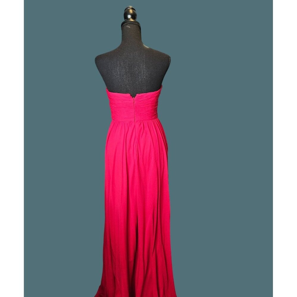 Aidan Mattox Silk Strapless Long Red Pinkish Gown Women Size 4 Formal Prom - Picture 5 of 10